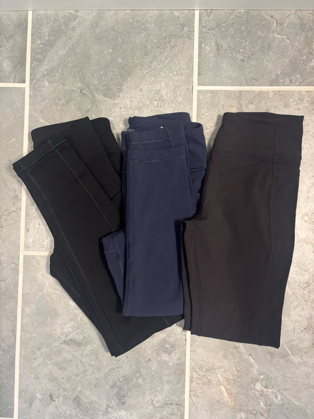 Athleta Girls Legging Pant Bundle in Black and Navy, size 8/10